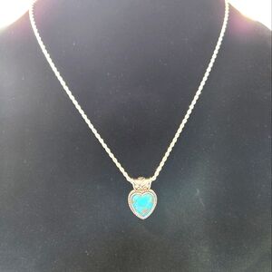 German Silver/Turquoise Mega Heart Pendant main image 1
